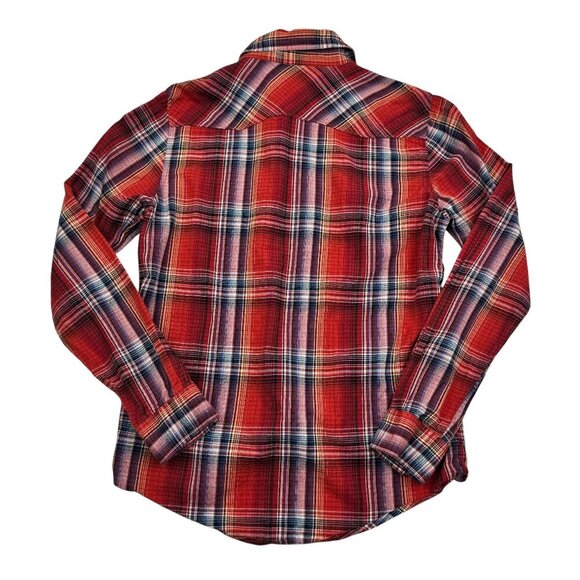 Authentic 44mm Plaid Western Pearl Snap Front Button Down Shirt Men's Size M - Picture 3 of 6